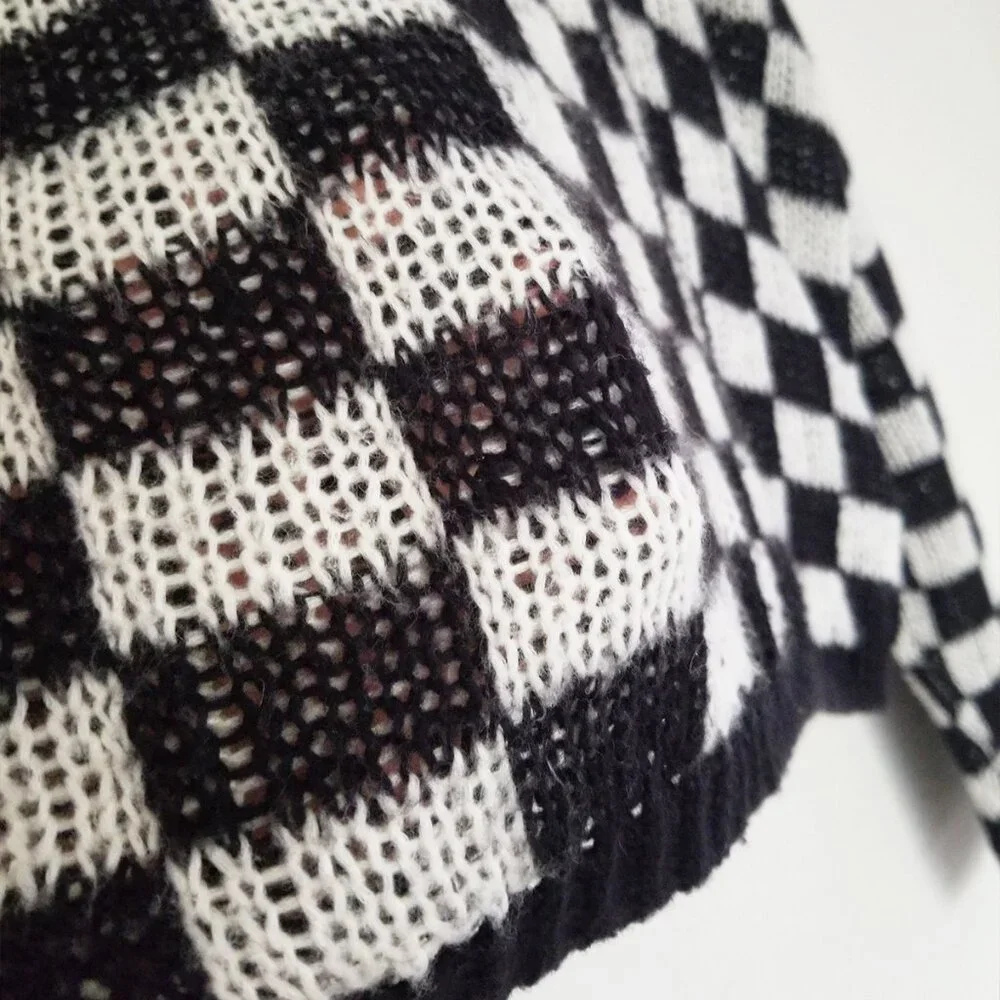 A.L.C. Remington Black White Check Plaid Checkerboard Sweater M Black White $295 - Picture 10 of 16